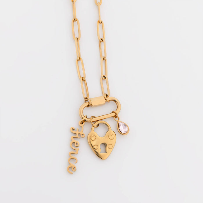 18K Gold PVD Paperclip Carabiner Necklace