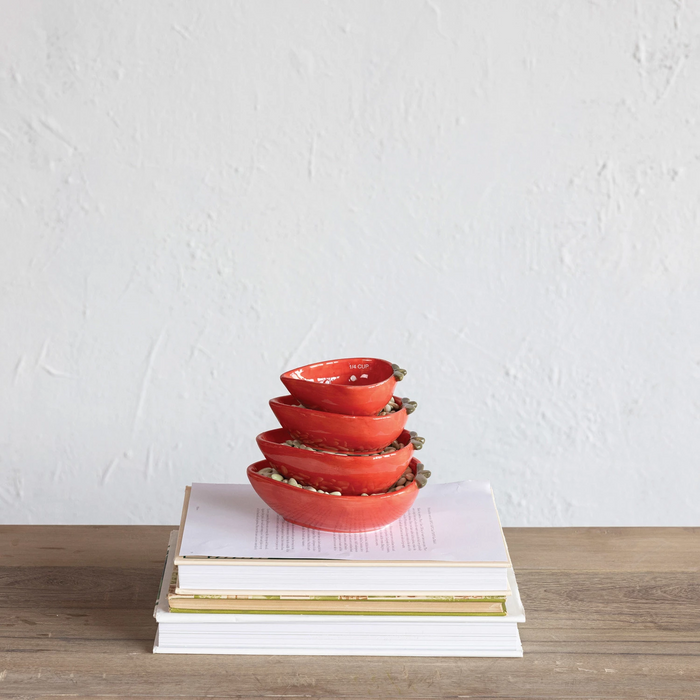 Hand-Painted Strawberry Shaped Measuring Cups, Set of 4