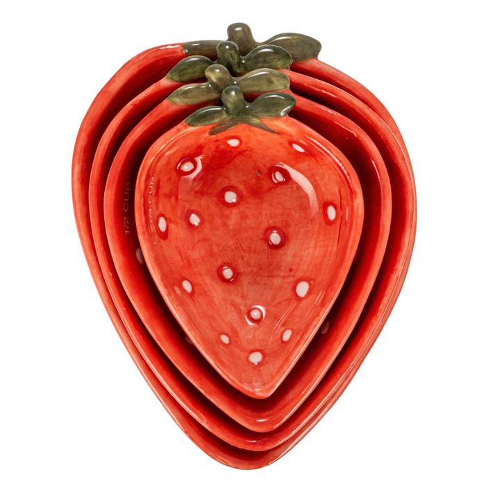 Hand-Painted Strawberry Shaped Measuring Cups, Set of 4