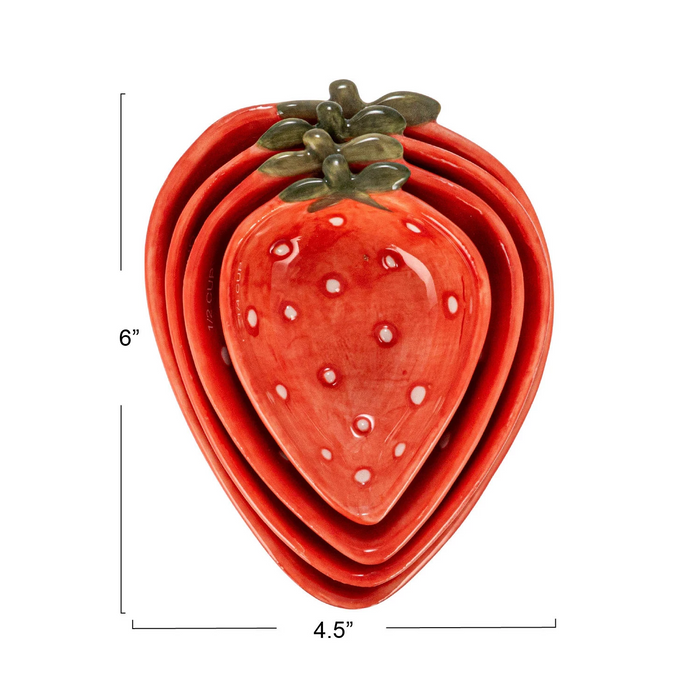 Hand-Painted Strawberry Shaped Measuring Cups, Set of 4