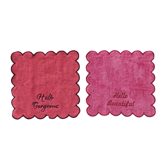 Pink Cotton Terry Wash Cloths - Set of 2
