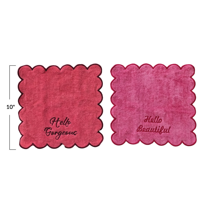 Pink Cotton Terry Wash Cloths - Set of 2