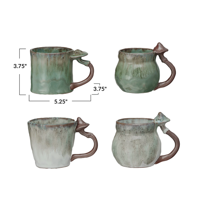 14 oz Stoneware Mushroom Handle Mug