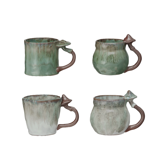 14 oz Stoneware Mushroom Handle Mug