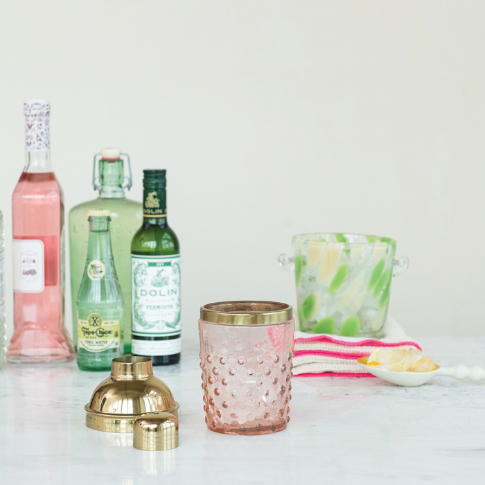 14 oz. Stainless Steel & Hand-Blown Glass Hobnail Cocktail Shaker