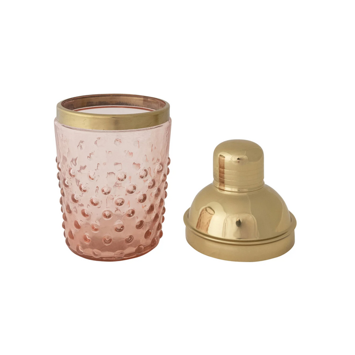 14 oz. Stainless Steel & Hand-Blown Glass Hobnail Cocktail Shaker