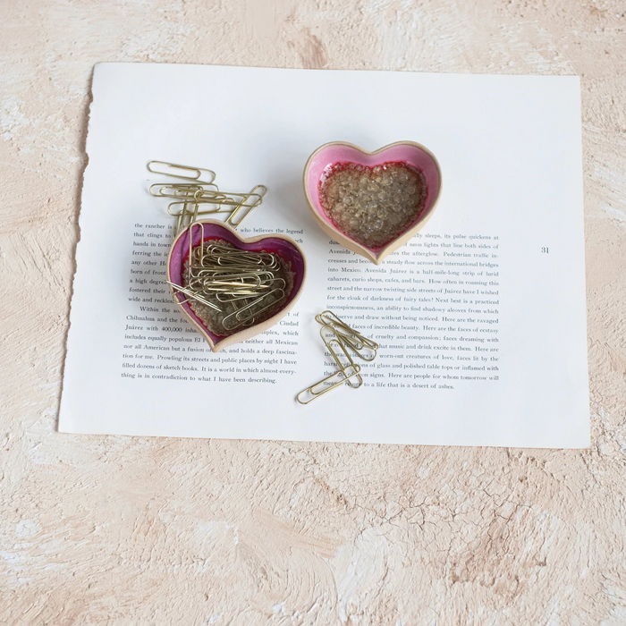 Heart Shaped Crackle Glaze Stoneware Dish