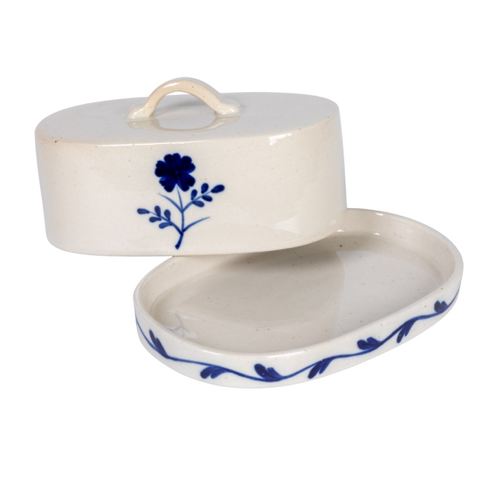 Hand Painted Floral Butter Dish