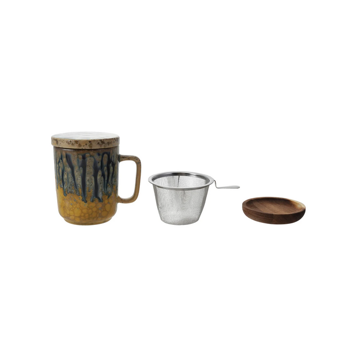 10oz Mug With Strainer, Lid & Saucer