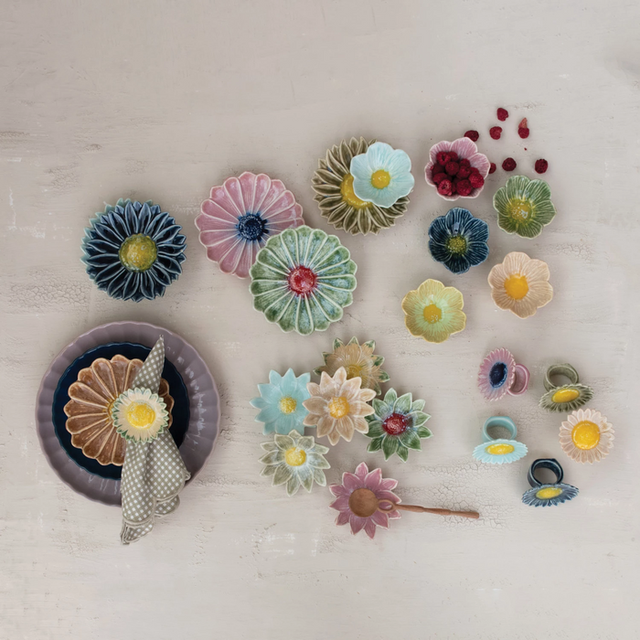 Stoneware Flower Shaped Bowls