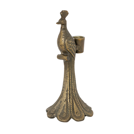 Gold Peacock Candle Holder On Wight Background 