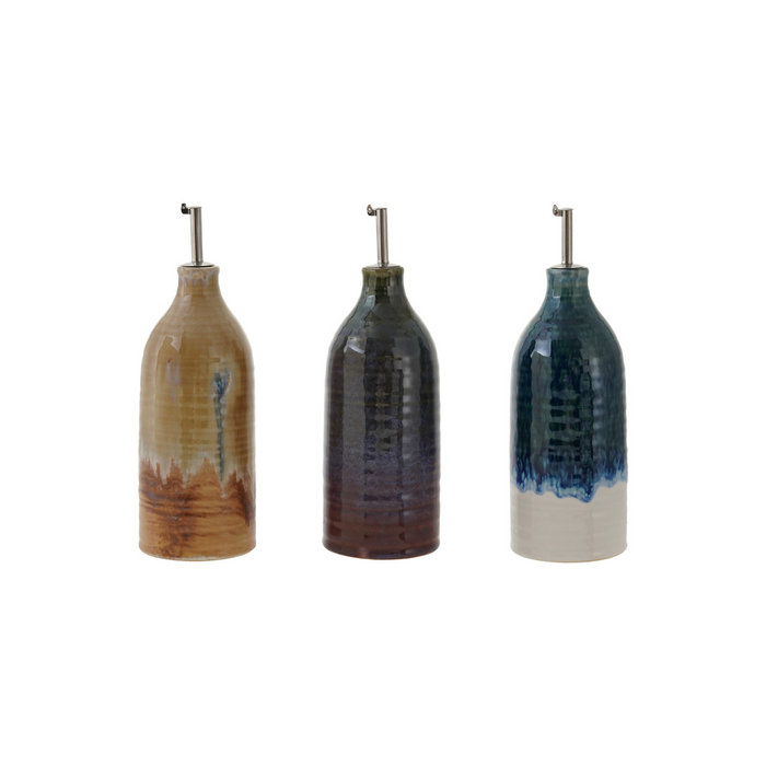 Stoneware Oil Cruet with Stainless Steel Spout