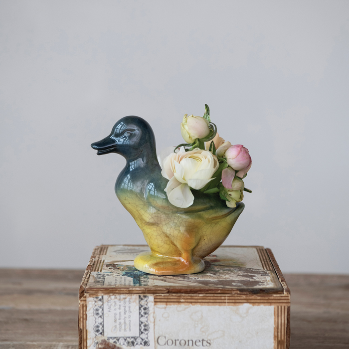 Hand Painted Vintage Duck Vase