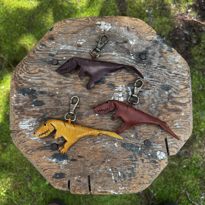 Leather Dinosaur Keychain