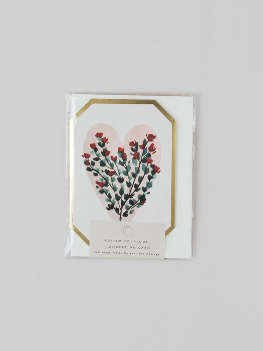 Concertina Heart Floral Die Cut Love Mini Valentines Card