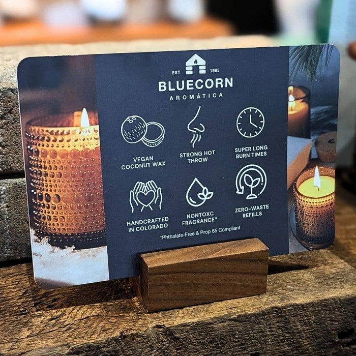 Bluecorn Beeswax Candle Shelf Talkers with Wooden Holders