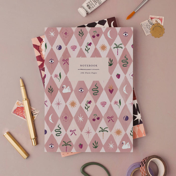 Blush Harlequin Notebook | Plain Page Journal | Notebooks