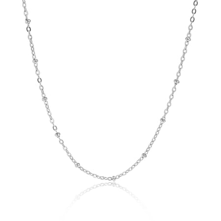 Silver chain necklace on a white background
