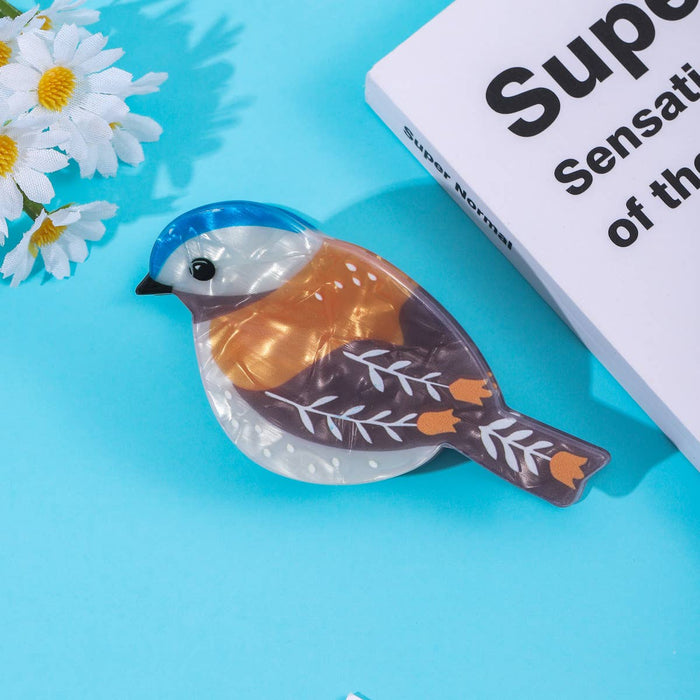 Cartoon Eurasian Blue Tit Bird Print  Hair Claw Clip