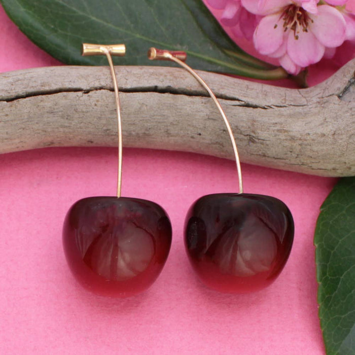 Cherry, Cherry Nice! Deep Red Cherry Drop Earrings