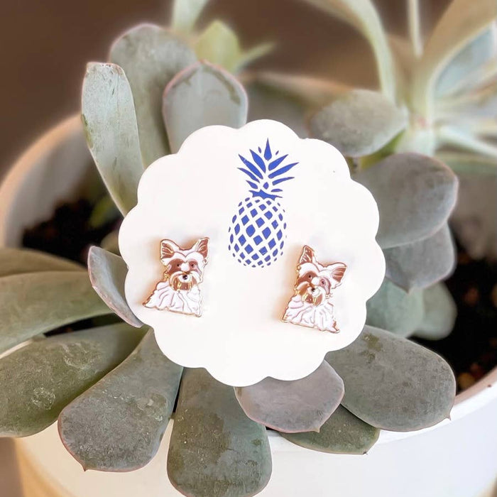 Yorkshire Terrier Enamel Stud Earrings