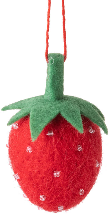 A42341:Felt strawberry ornament with beads 2.5 in