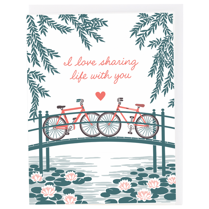 Bridge with Bikes Love Card