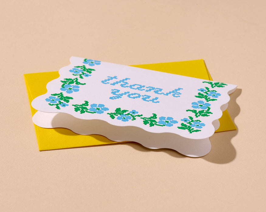 Floral Cross-stitch Box Set Letterpress Thank You Notecards