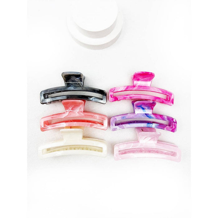 Marbled Minimal Rectangle Hair Claw Clip