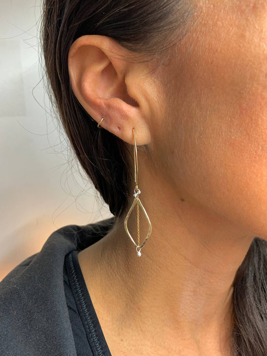 Hooked Leaf Tassel Earrings