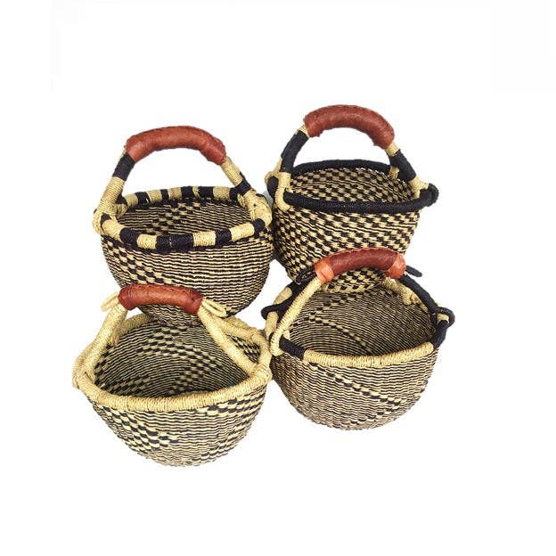 Mini African Market Basket - Natural & Blue