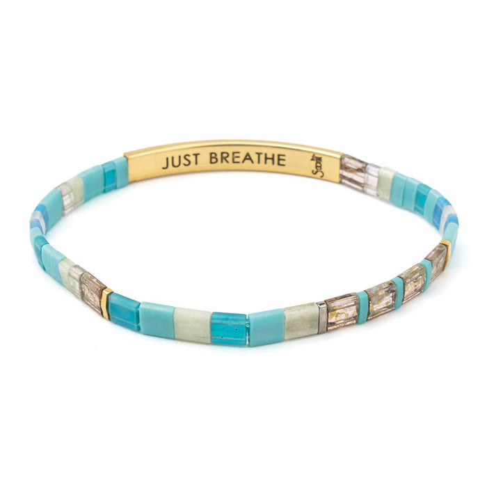 Good Karma Miyuki Bracelet | Just Breathe - Tonal Turq/Gold