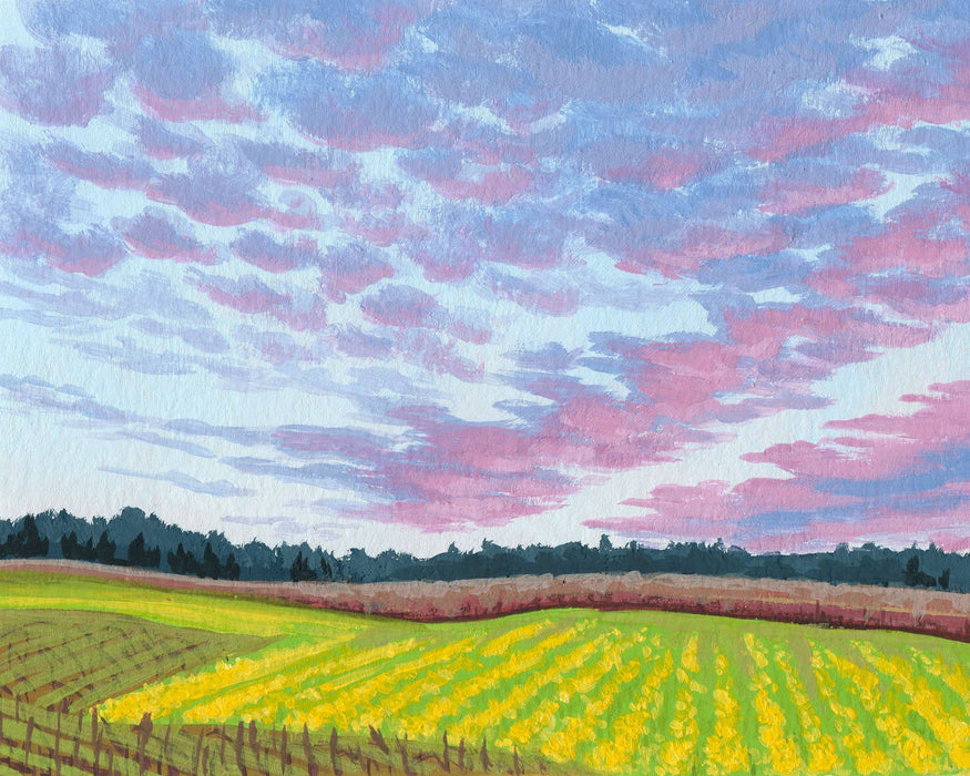 Sunset in Wine Country Landscape Art Print