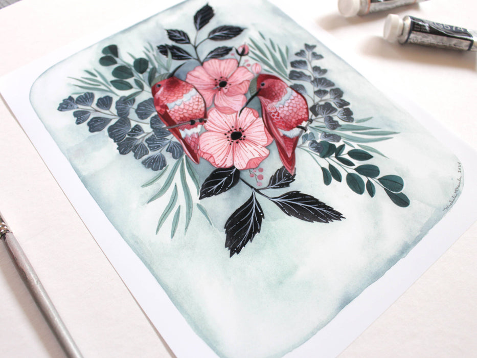 8 x 10" Hummingbird Illustration Print