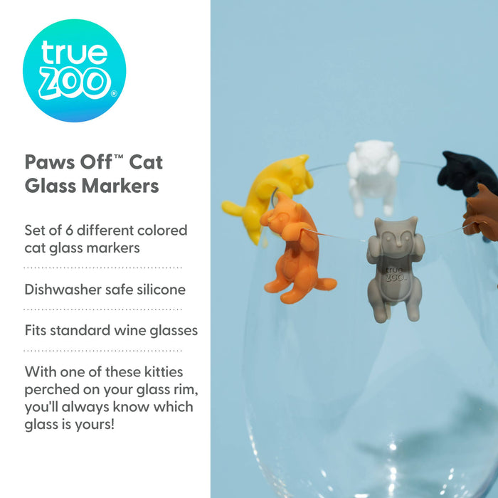 TrueZoo Paws Off™ Silicone Cat Beverage Markers - Set of 6