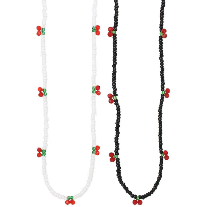 Cherry Drops Beaded Necklace
