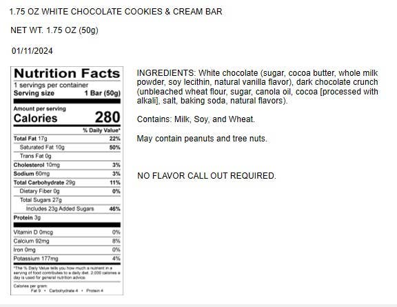 Moodibars® FROSTY 1.75oz - White Chocolate Cookies & Creme