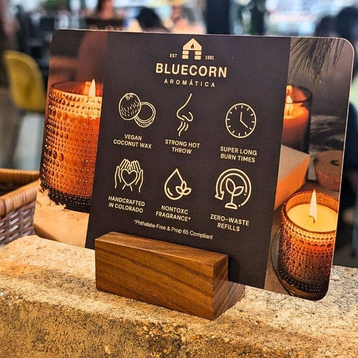 Bluecorn Beeswax Candle Shelf Talkers with Wooden Holders