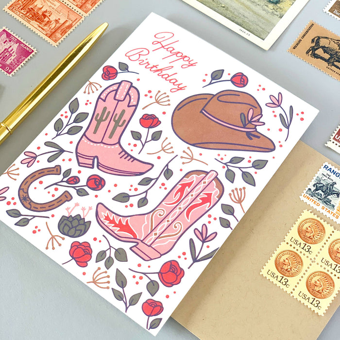 Western Rose Birthday Card