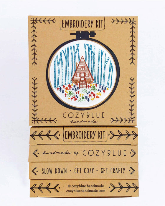 Cozy cabin embroidery kit