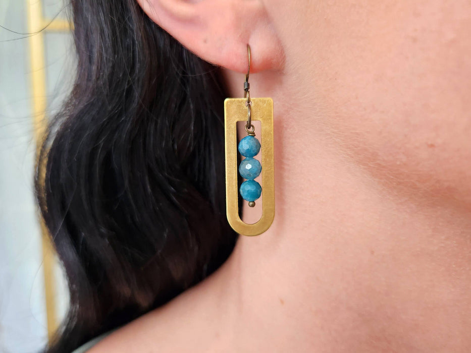 Triple Apatite Stone D Earring
