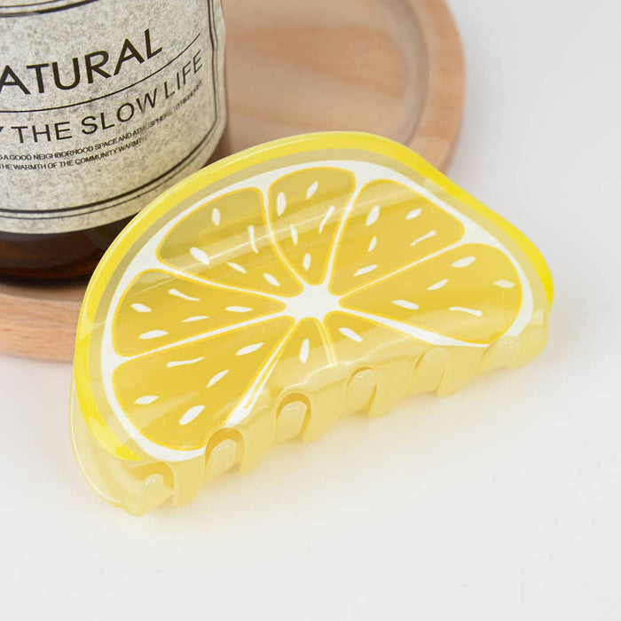 Yellow lemon-shaped hair clip