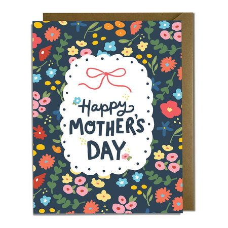 Greeting card with floral design and 'Happy Mother's Day' text on a white background