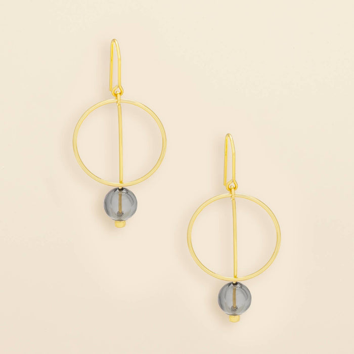 Refined Glass Drop Earrings - Smoke/Gold