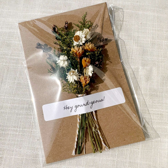Hey Gourd-geous! Fall Dried Floral Bouquet Card for Autumn