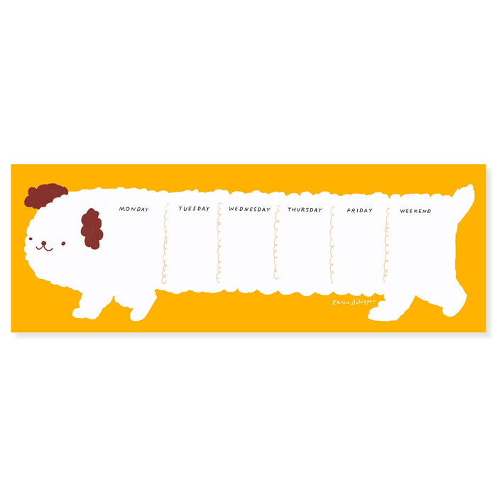 Weekly planner with a dog design on a white background