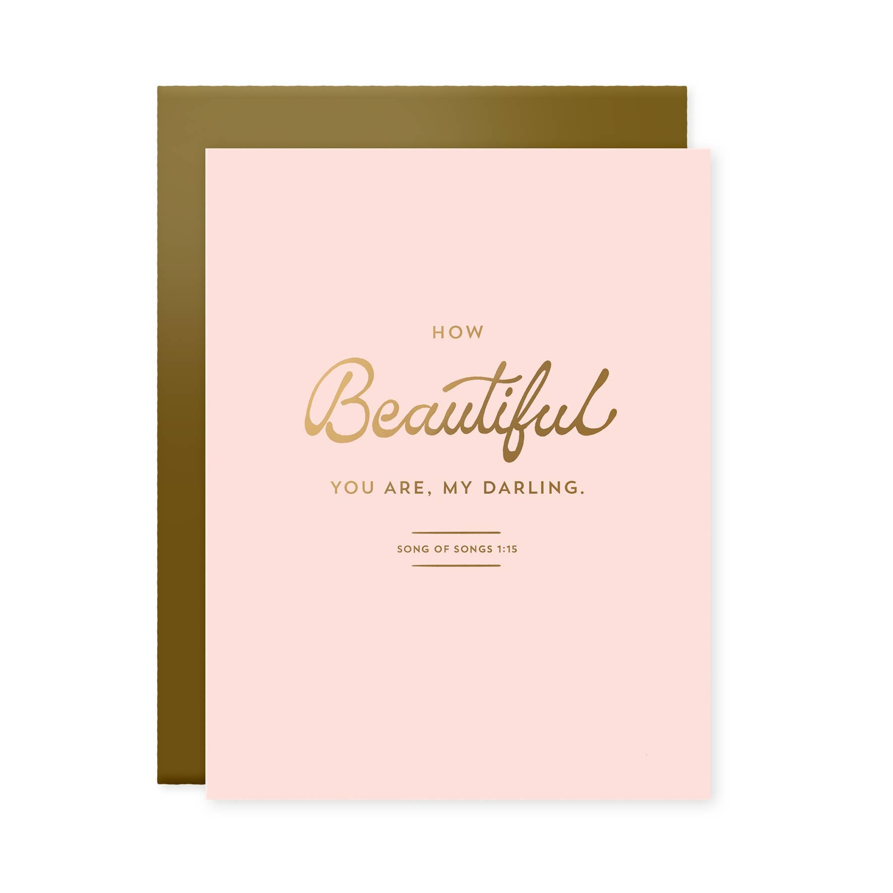 Greeting card with 'How Beautiful You Are, My Darling' text on a pink background