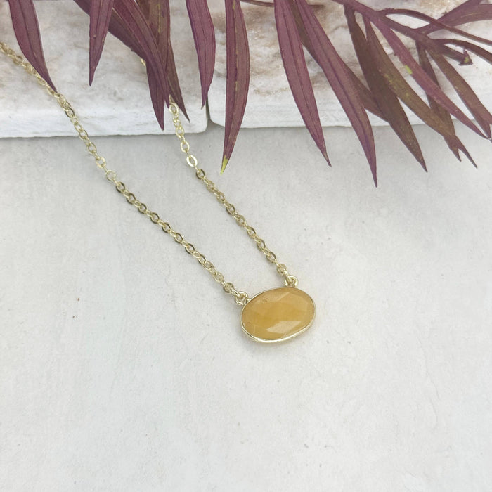 GoldPlated Necklace with SemiPreciousStone Yellow Aventurine