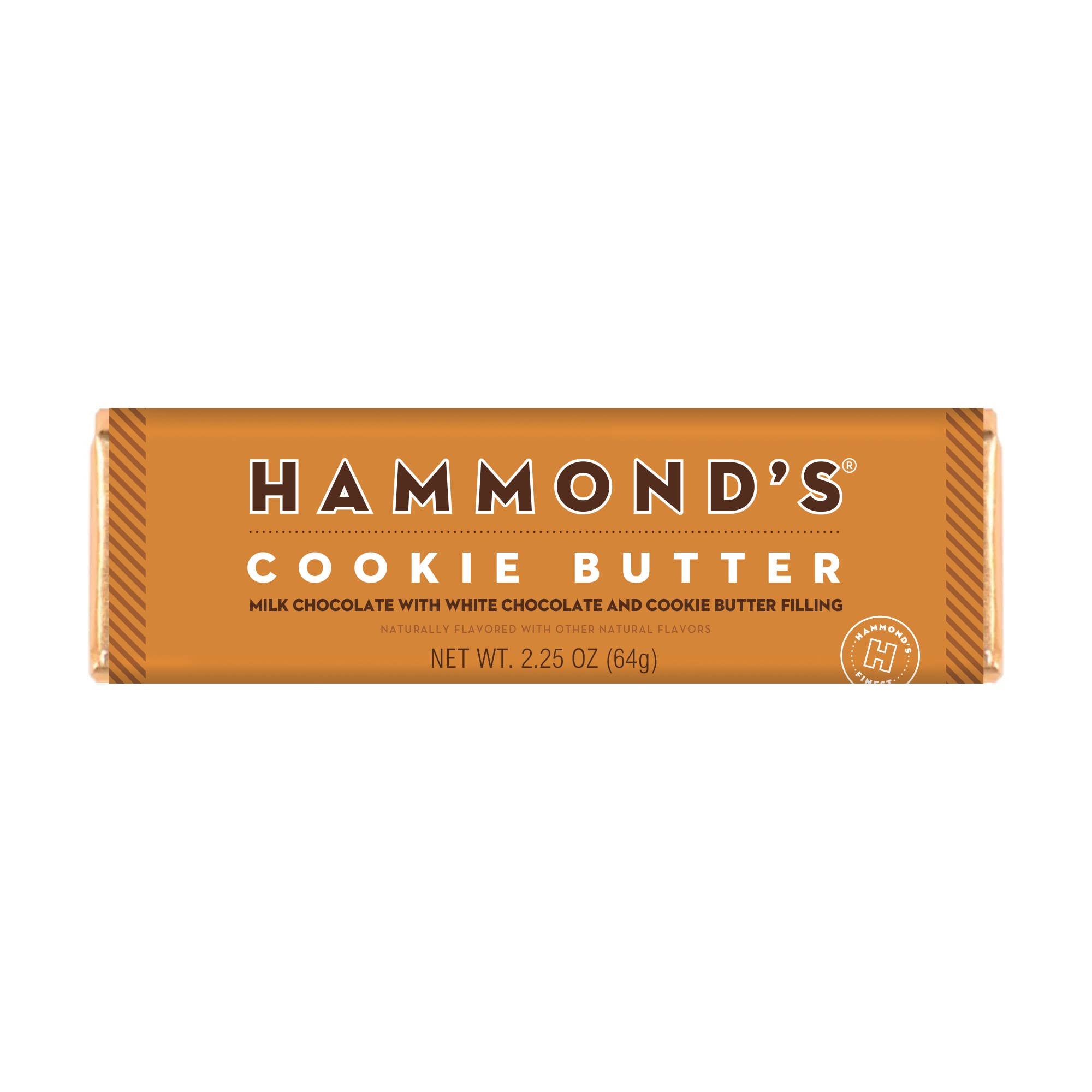 Hammond's Cookie Butter chocolate bar packaging on a white background