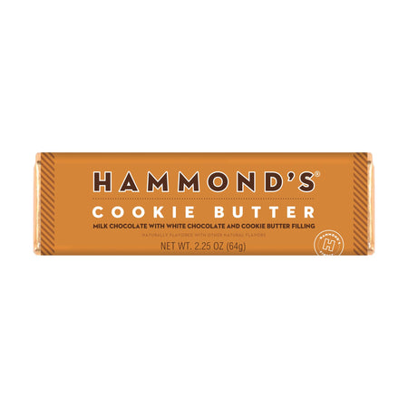 Hammond's Cookie Butter chocolate bar packaging on a white background
